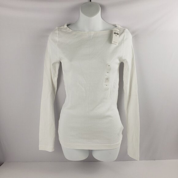 Gap XS White Boatneck T-shirt NWT Long Sleeve Womens - Picture 3 of 13